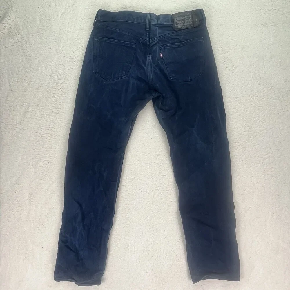 Men’s 34”x34” Navy Blue Levi’s 501xx Button Fly Straight‎ Fit Black Label Jeans